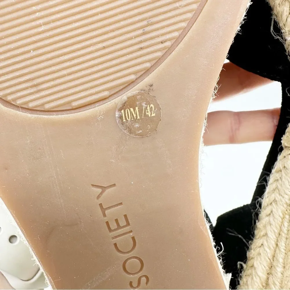 Sole Society Channing‎ Black Suede Ankle Strap Platform Espadrille Sandal 10M